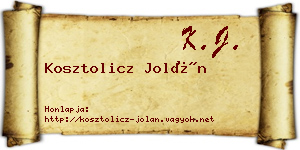 Kosztolicz Jolán névjegykártya