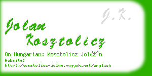 jolan kosztolicz business card